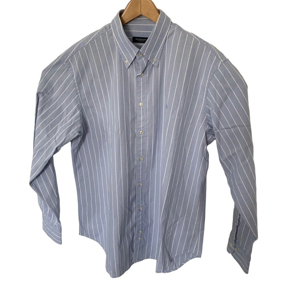BURBERRY LONDON Shirt Mens Size XL 5 Blue Striped Button Down Long Sleeve